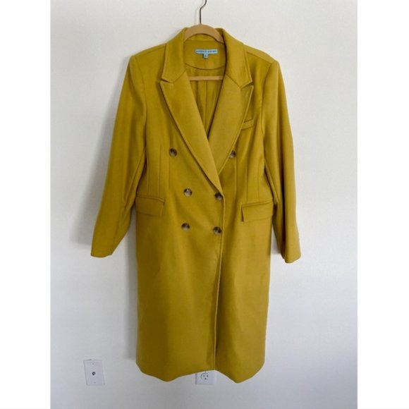 Antonio Melani Mustard Yellow Long Double Breasted Fall Coat Size 6 - Picture 2 of 7